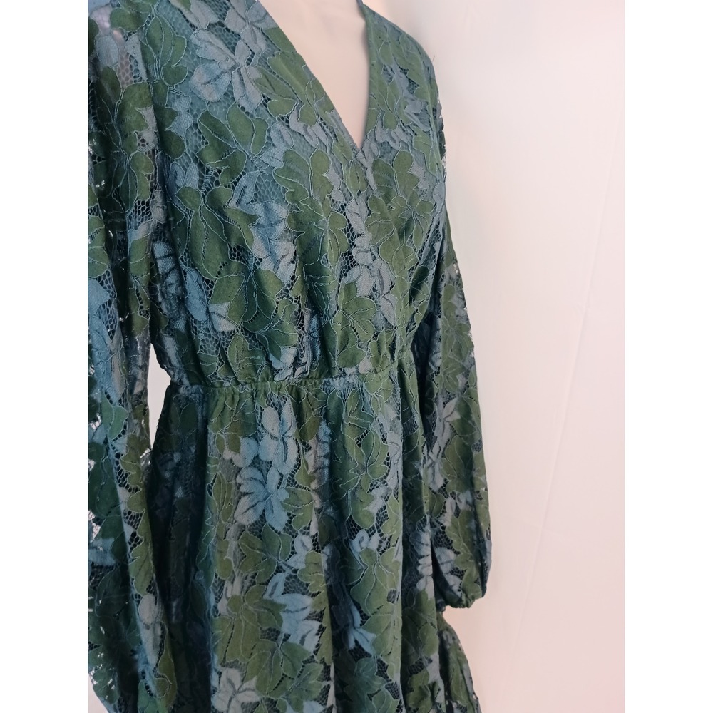cupshe‎ boho green blue whimsigoth fairycore lace S mini dress western romantic - Picture 11 of 12